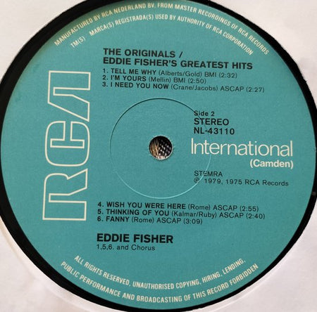 Eddie Fisher – Greatest Hits (1980) LP = als nieuw
