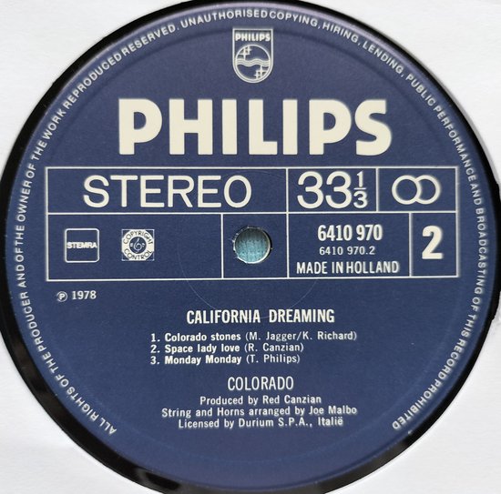 Colorado ‎– California Dreaming (1978)  LP = in Nieuwstaat