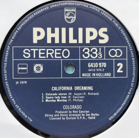 Colorado ‎– California Dreaming (1978)  LP = in Nieuwstaat