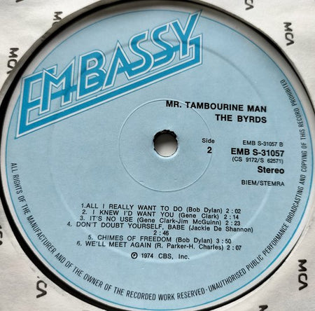 The Byrds – Mr. Tambourine Man (1973) LP=als nieuw