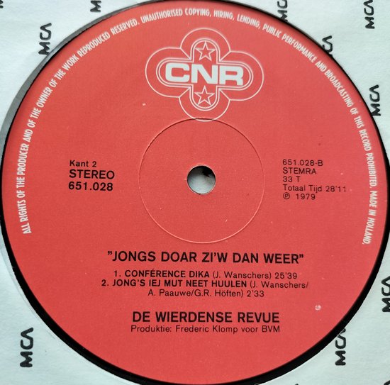 De Wierdense Revue - Jongs Doar Zi'w Dan Weer (1979) LP