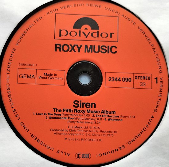 Roxy Music - Siren (1975) LP = als nieuw