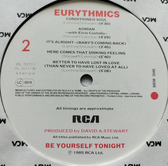 Eurythmics - Be Yourself Tonight (1985) LP= als nieuw