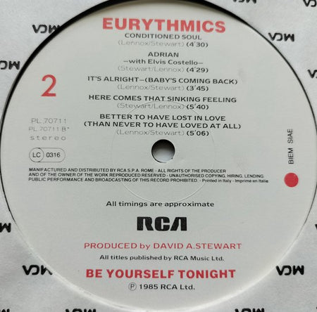 Eurythmics - Be Yourself Tonight (1985) LP= als nieuw