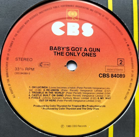 The Only Ones - Baby's Got a Gun (1980) LP = in Nieuwstaat