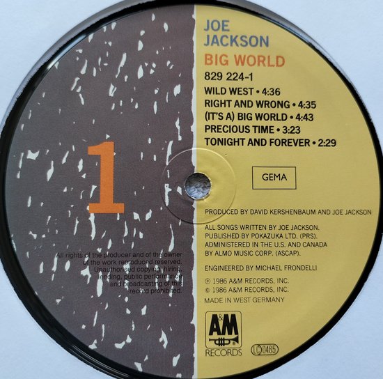 Joe Jackson - Big World (1986) 2XLP = als nieuw