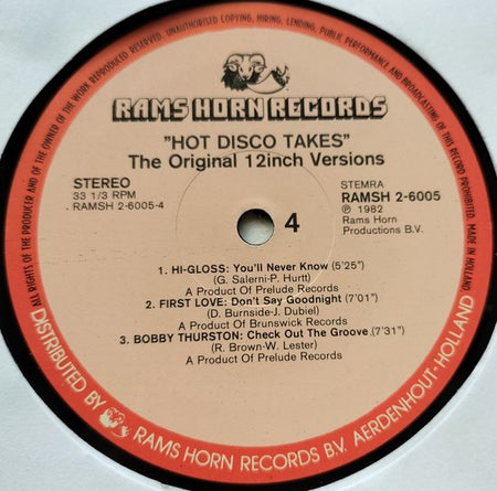 Hot Disco Takes (The Original 12inch Versions) 2XLP
