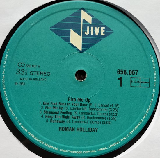 Roman Holliday - Fire Me Up (1984) LP