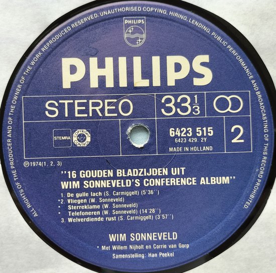 16 Gouden Bladzijden Uit Wim Sonneveld's Conférence-Album (1981) 2XLP = in Nieuwstaat