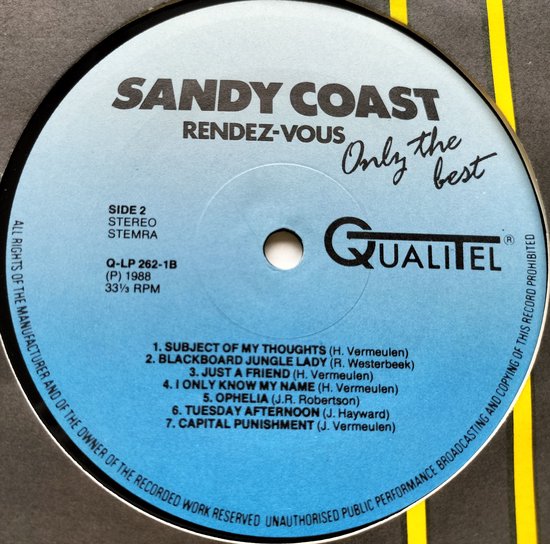 Sandy Coast ‎– Rendez-Vous (1988) LP is in Nieuwstaat