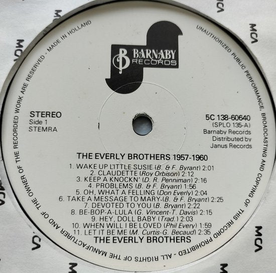 The Everly Brothers 1957-1960 (1974) 2XLP= als nieuw