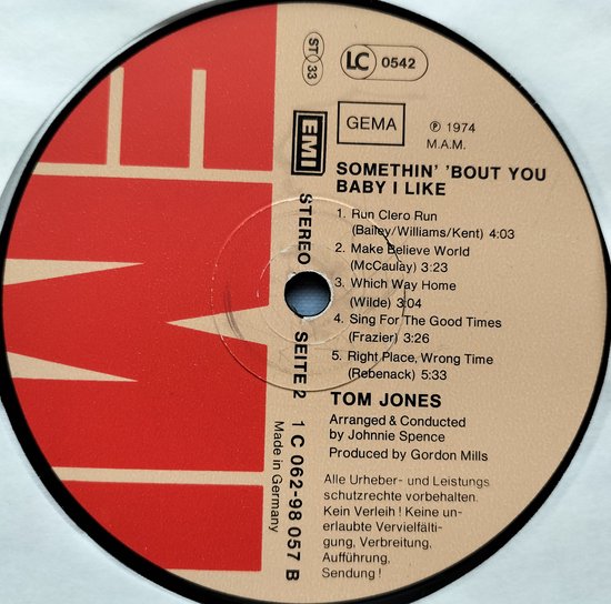 Tom Jones - Somethin' 'Bout You Baby I Like (1974) LP