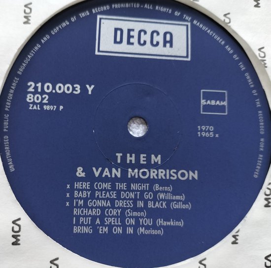 Them Avec Van Morrison (1970) LP= als nieuw