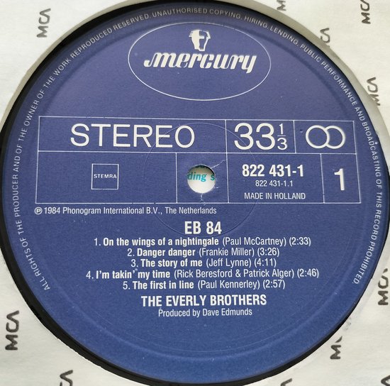 The Everly Brothers - EB 84 (1984) LP