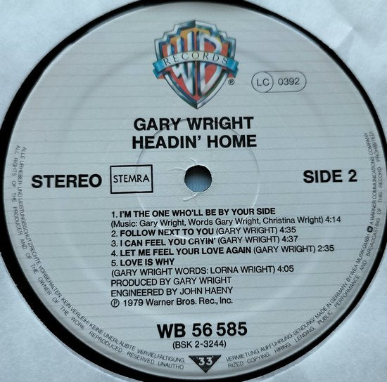 Gary Wright - Headin' Home (1979) LP = als nieuw