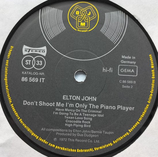 Elton John - Don't Shoot Me, I'm Only the Piano Player (1972) LP = in Nieuwstaat