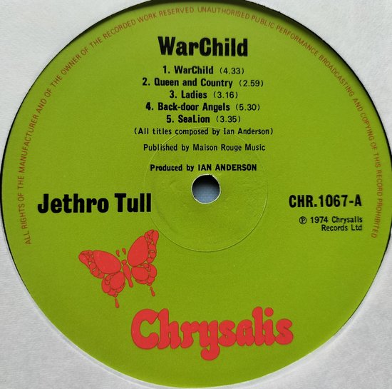 Jethro Tull - War Child (1974) LP= als nieuw