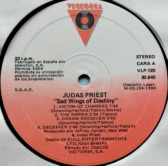 Judas Priest ‎– Sad Wings Of Destiny (1984) LP