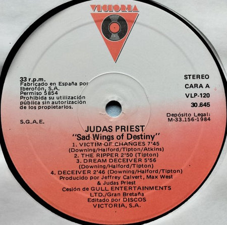 Judas Priest ‎– Sad Wings Of Destiny (1984) LP