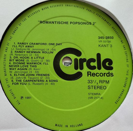 Romantische Popsongs 2 2XLP = als nieuw