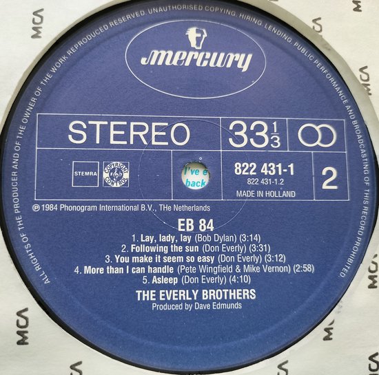 The Everly Brothers - EB 84 (1984) LP