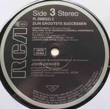 John Denver – Zijn Grootste Successen (1979) 2XLP zijn als nieuw