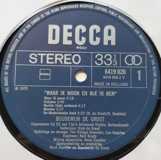 Boudewijn de Groot - Waar Ik Woon en Wie Ik Ben (1975) LP
