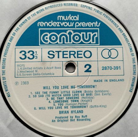 Brian Hyland ‎– Will You Love Me Tomorrow (1969) LP = als nieuw