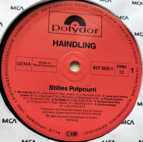 Haindling - Stilles Potpourri (1984) LP=als nieuw