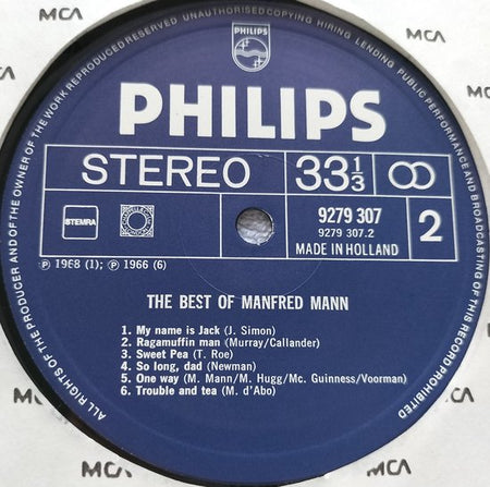 The Best Of Manfred Mann LP = als nieuw