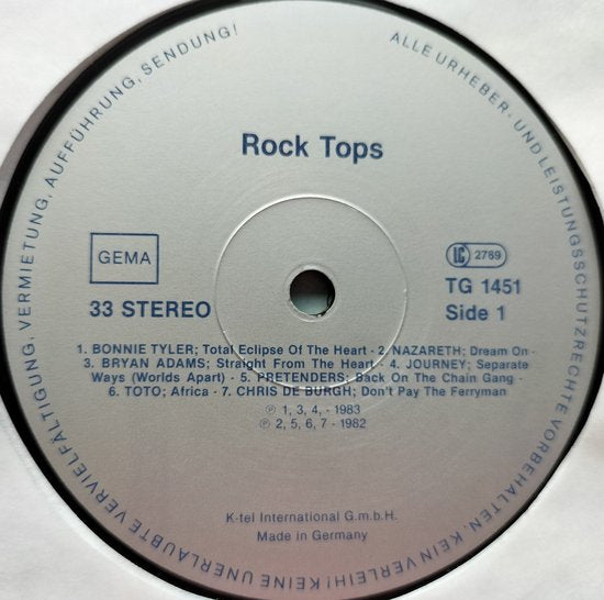 Various – Rock Tops (1983) LP