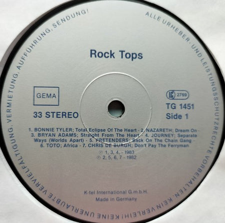 Various – Rock Tops (1983) LP