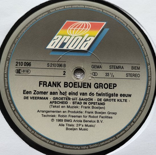 Frank Boeijen Groep - Een Zomer Aan Het Eind Van De Twintigste Eeuw (1989) LP = als nieuw