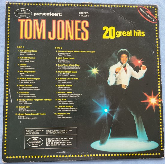 Tom Jones ‎– 1 haarlijntje