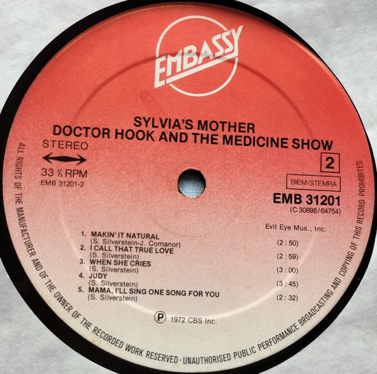 Doctor Hook And The Medicine Show  – Sylvia's Mother LP 1972 LP = in Nieuwstaat