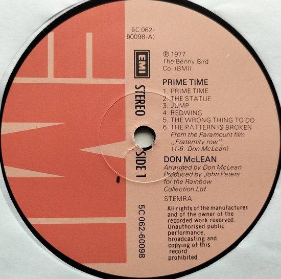 Don McLean - Prime Time (1977) LP