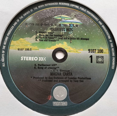 Magna Carta - Greatest Hits (1975) LP = als nieuw