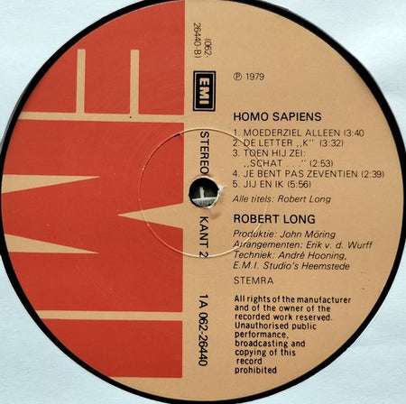 Robert Long – Homo Sapiens (1979) LP = als nieuw