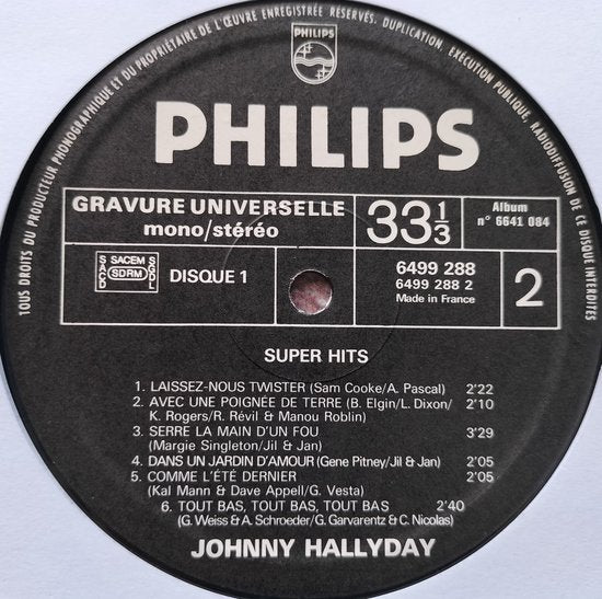 Johnny Hallyday - Super Hits (1976) 2XLP