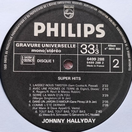 Johnny Hallyday - Super Hits (1976) 2XLP