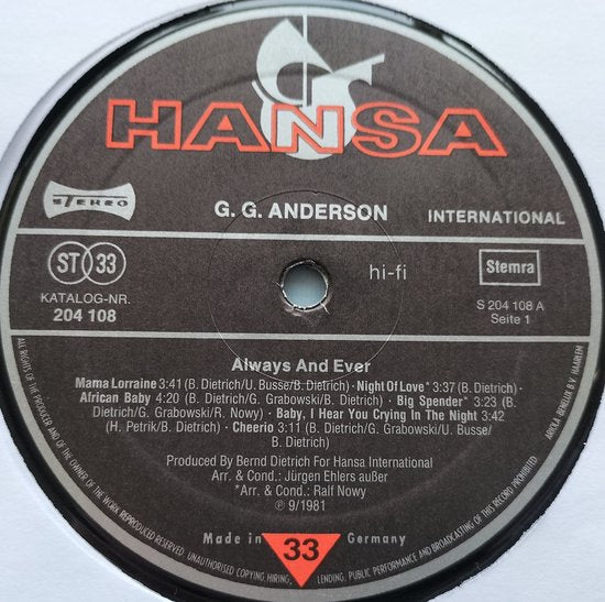 G.G. Anderson – Always And Ever (1981) LP