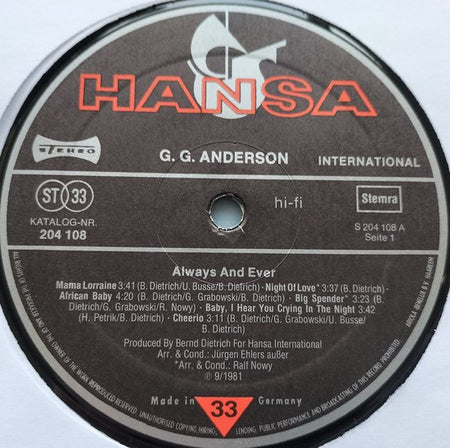 G.G. Anderson – Always And Ever (1981) LP
