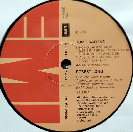 Robert Long – Homo Sapiens (1979) LP = als nieuw