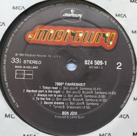 Bon Jovi - 7800° Fahrenheit (1985) LP = als nieuw