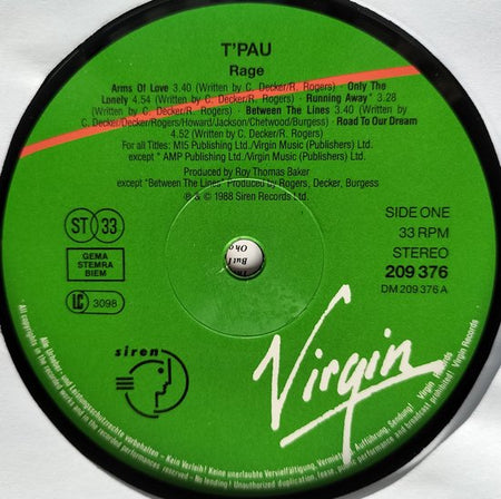 T'Pau - Rage (1988) LP
