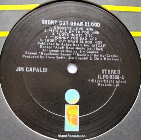Jim Capaldi - Short Cut Draw Blood (1975) LP = als nieuw