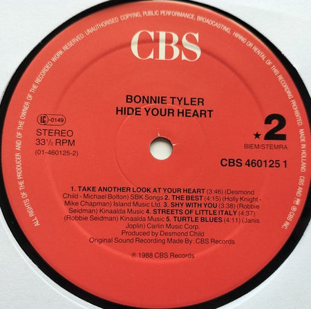 Bonnie Tyler - Hide Your Heart (1988) LP