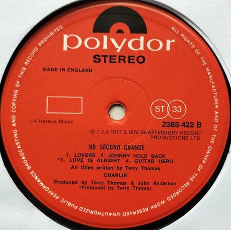 Charlie – No Second Chance (1977) LP