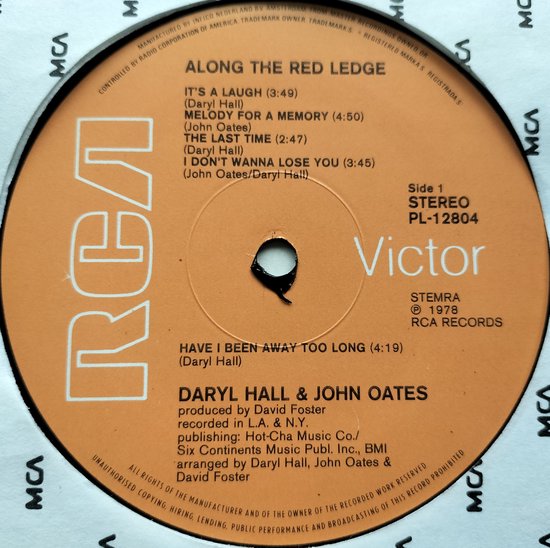 Daryl Hall & John Oates - Along the Red Ledge (1978) LP = als nieuw