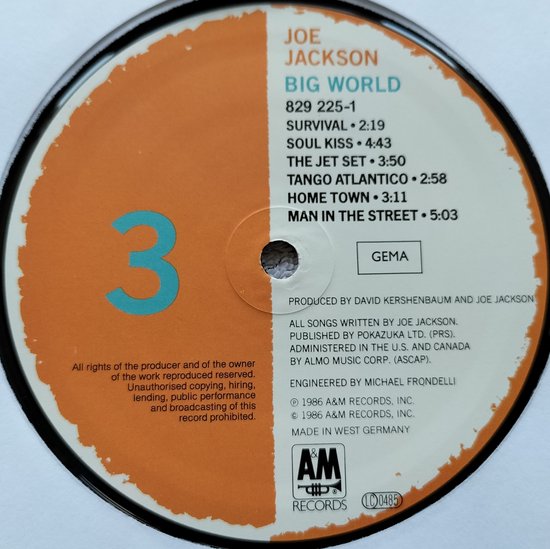 Joe Jackson - Big World (1986) 2XLP = als nieuw